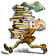 Man with a stack of books